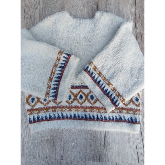 Anthropologie Sweet and Sinful Aztec Tribal Fuzzy Cardigan Boho Western Style - Picture 3 of 4